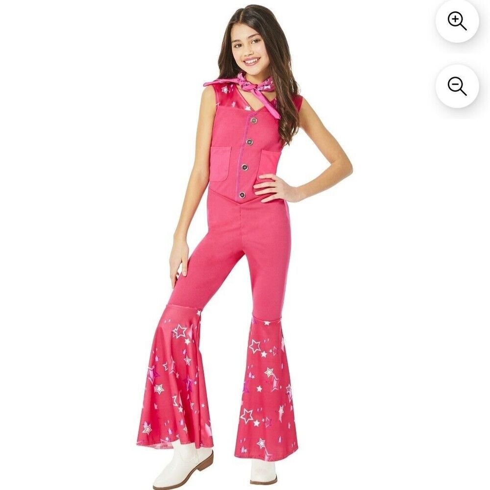 Barbie Kids Western Costume Size Large (10/12) Halloween Pink Cowgirl